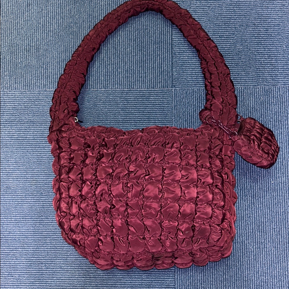 LARGE Quilted Magenta Shoulder Bag - Spacious Interior with clip on change purse
